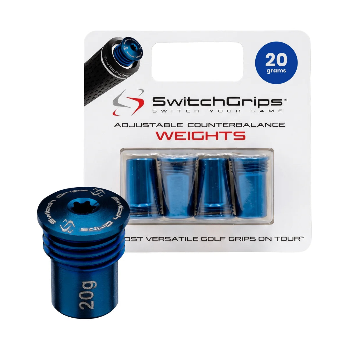 SwitchGrips 20g counterbalance weight pack, four screw-in golf grip weights